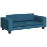 Sofa dziecięca z podnóżkiem, niebieska, 100x50x30 cm, aksamit