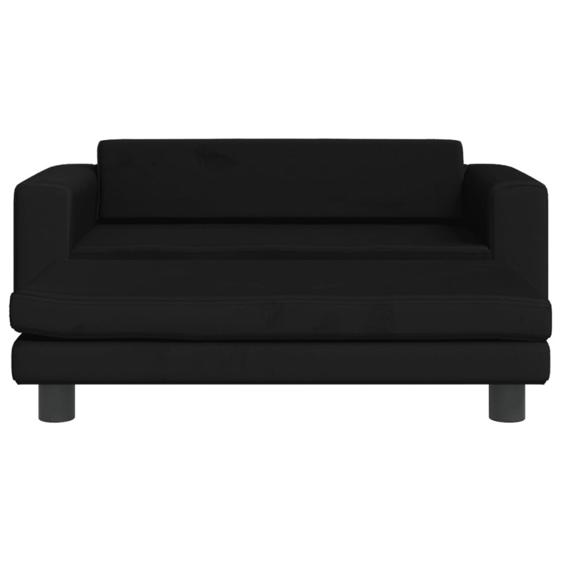 Sofa dziecięca z podnóżkiem, czarna, 100x50x30 cm, aksamit