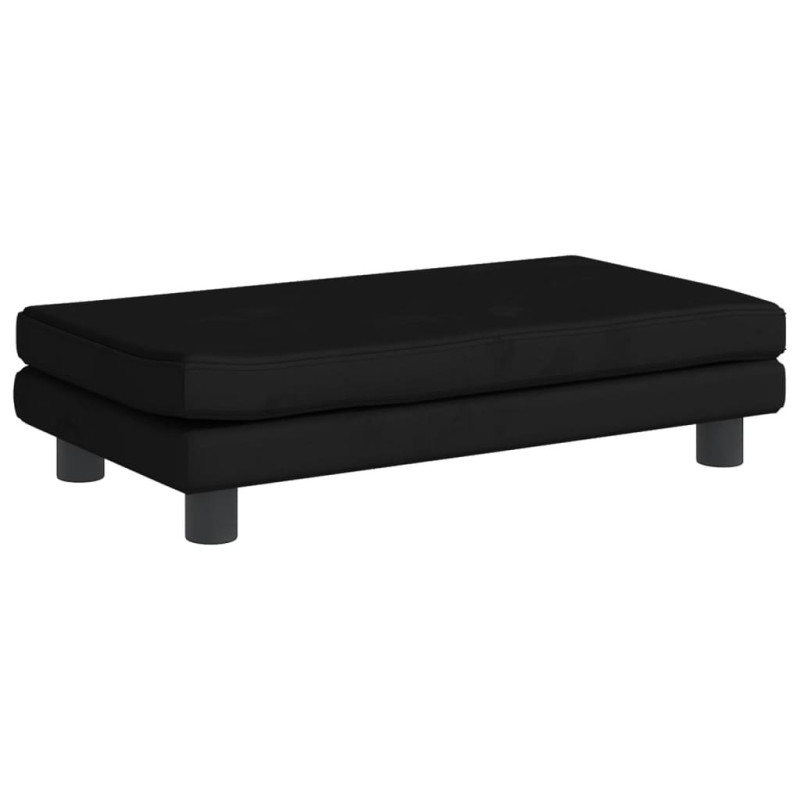 Sofa dziecięca z podnóżkiem, czarna, 100x50x30 cm, aksamit