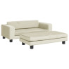 Sofa dziecięca z podnóżkiem, kremowa, 100x50x30 cm, aksamit