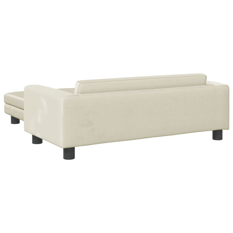 Sofa dziecięca z podnóżkiem, kremowa, 100x50x30 cm, aksamit