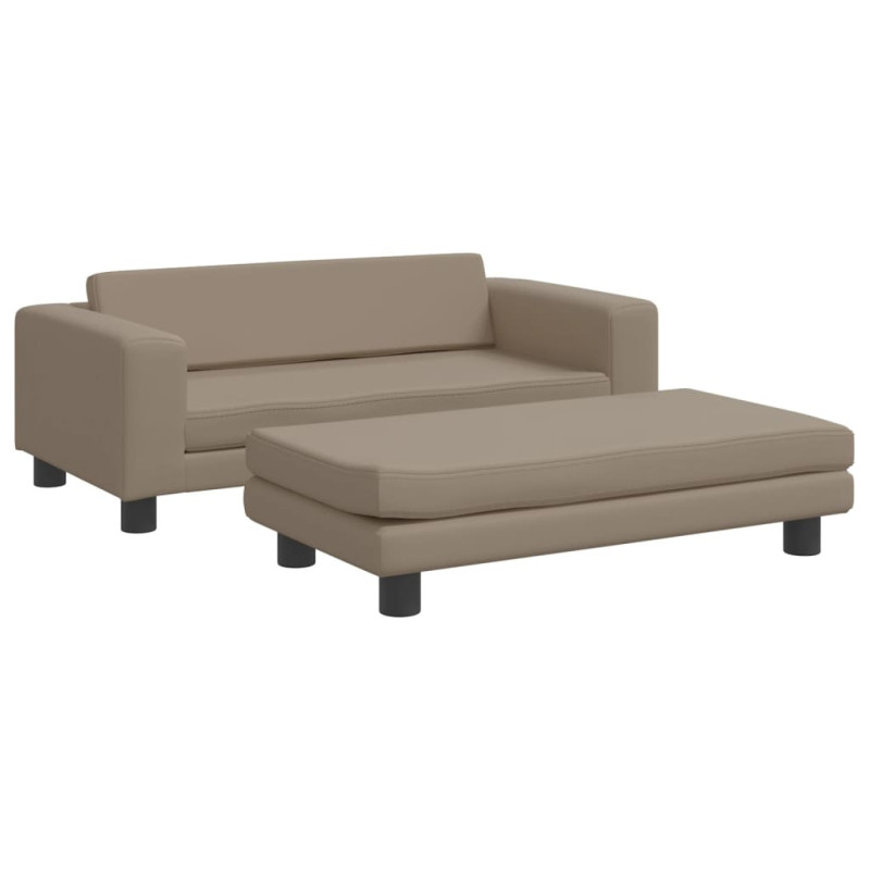 Sofa dziecięca z podnóżkiem, cappuccino, 100x50x30 cm, ekoskóra