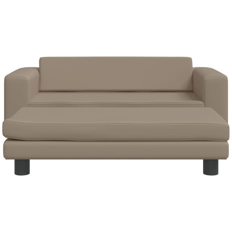 Sofa dziecięca z podnóżkiem, cappuccino, 100x50x30 cm, ekoskóra