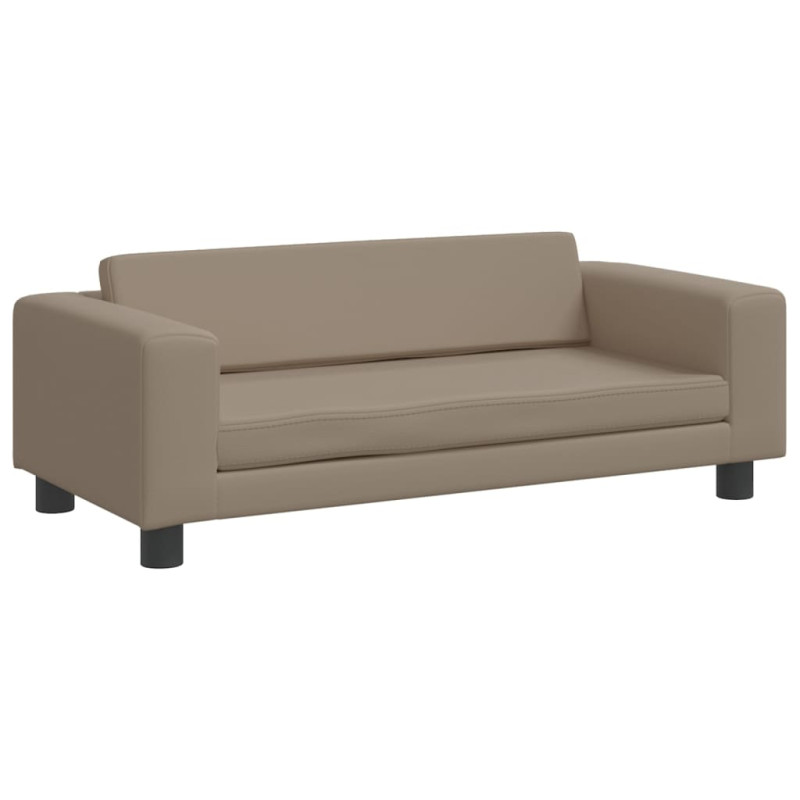 Sofa dziecięca z podnóżkiem, cappuccino, 100x50x30 cm, ekoskóra