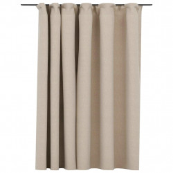 Zasłona stylizowana na lnianą, z haczykami, beżowa, 290x245 cm