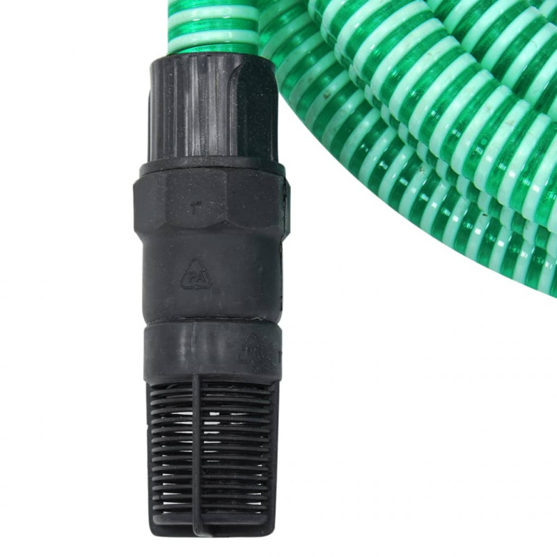 Wąż ssący z mosiężnymi złączami, zielony, 1" 10 m, PVC