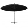 Parasol ogrodowy, wiszący, czarny, 3 m, słupek aluminiowy