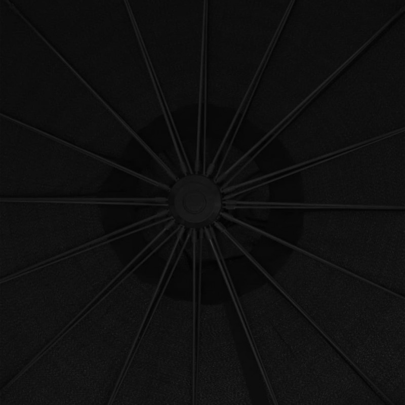 Parasol ogrodowy, wiszący, czarny, 3 m, słupek aluminiowy