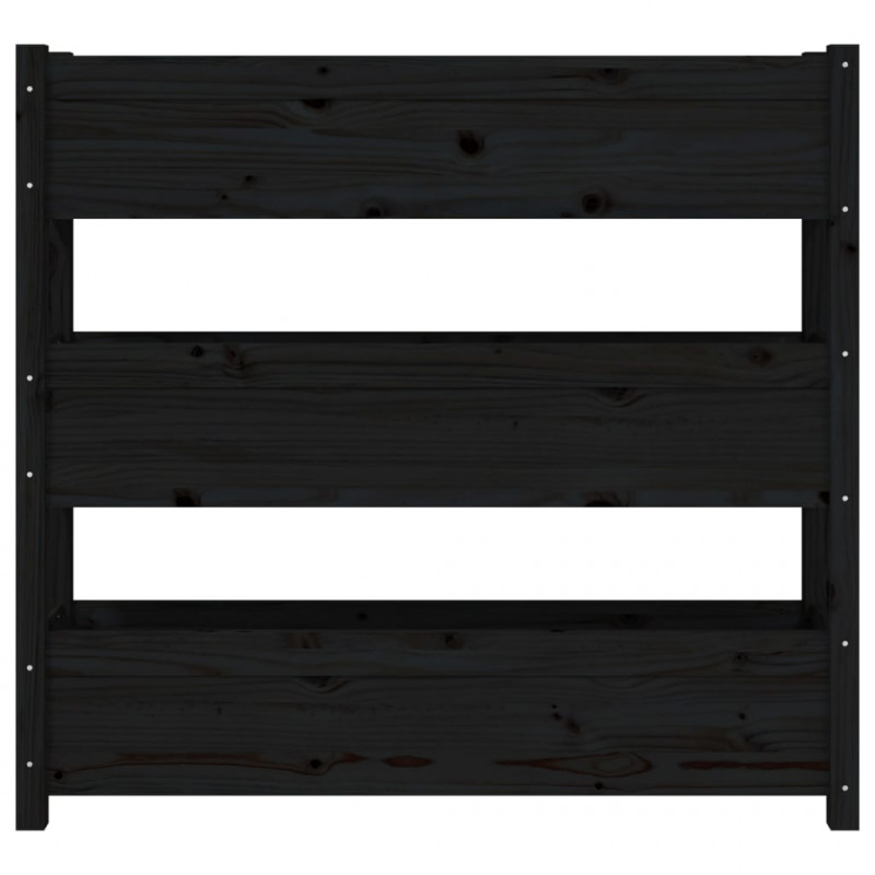 Donica, czarna, 112x25x104,5 cm, lite drewno sosnowe