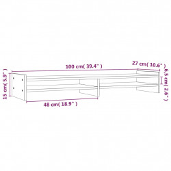 Podstawka na monitor, biała, 100x27x15 cm, lite drewno sosnowe