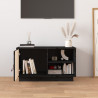 Szafka pod TV, czarna, 70x34x40 cm, lite drewno sosnowe