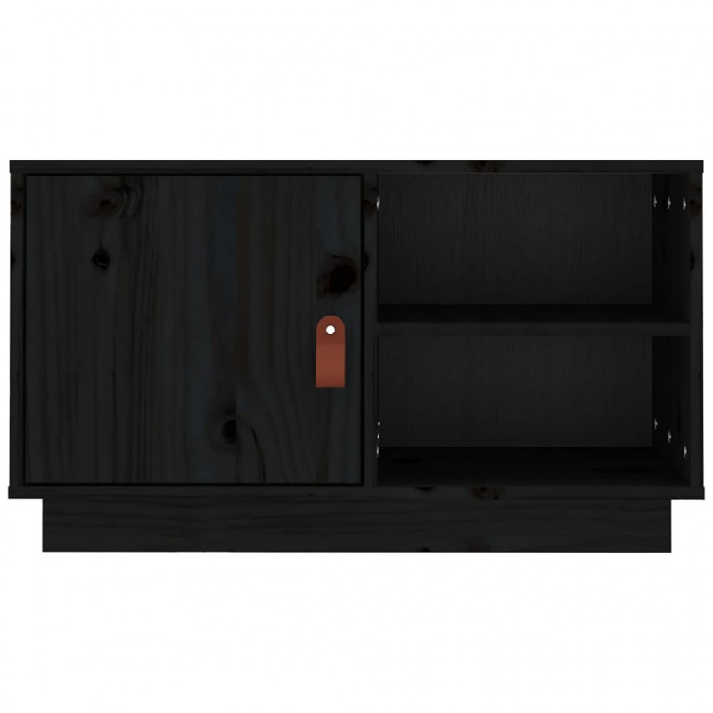 Szafka pod TV, czarna, 70x34x40 cm, lite drewno sosnowe