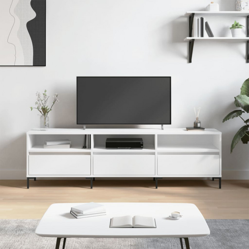 Szafka pod TV, biała, 150x30x44,5 cm, materiał drewnopochodny