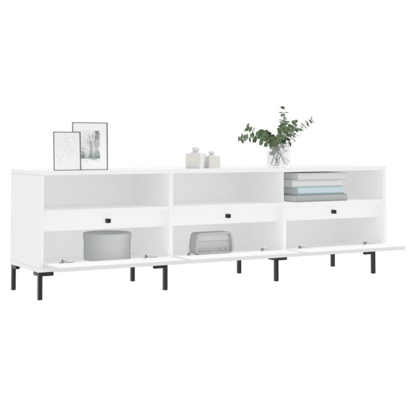 Szafka pod TV, biała, 150x30x44,5 cm, materiał drewnopochodny
