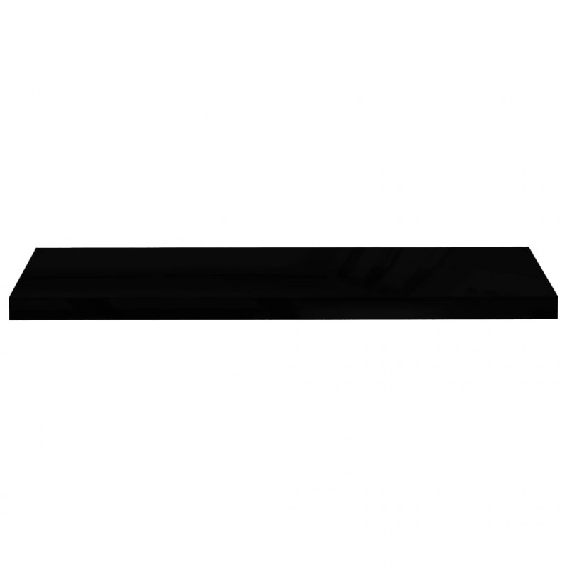 Półki ścienne 2 szt. wysoki połysk, czarne, 90x23,5x3,8 cm, MDF