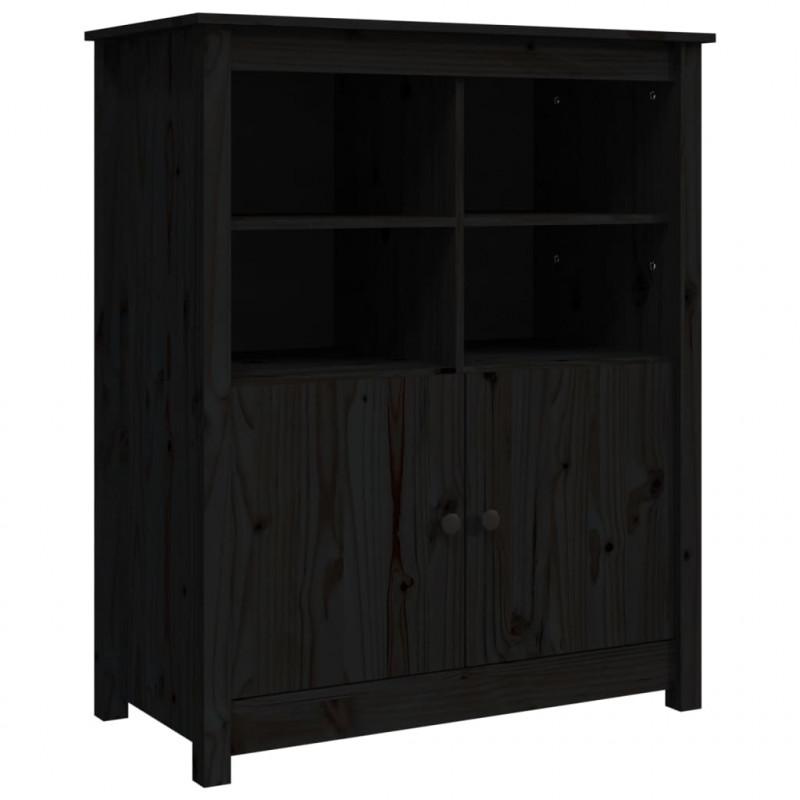 Szafka, czarna, 83x41,5x100 cm, lite drewno sosnowe