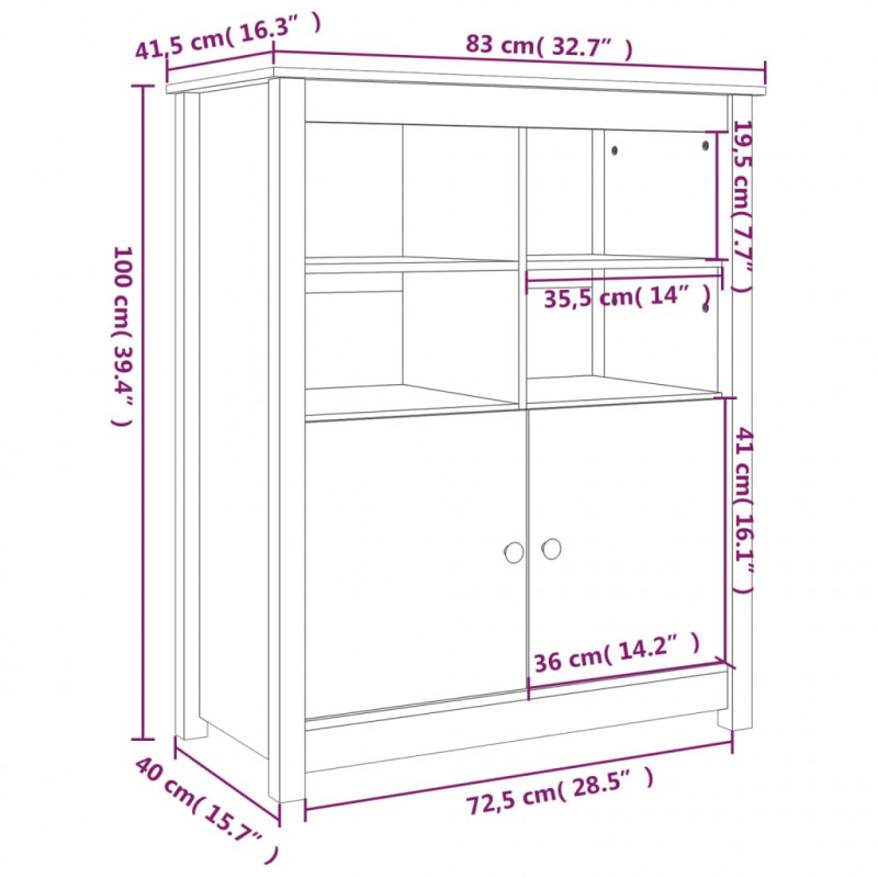Szafka, czarna, 83x41,5x100 cm, lite drewno sosnowe