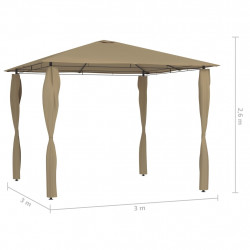 Altana z pokryciem słupków 3x3x2,6 m, taupe, 160 g/m²