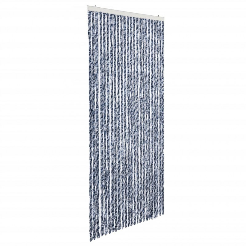 Zasłona na owady, niebieski, szarość i biel, 100x220 cm, szenil