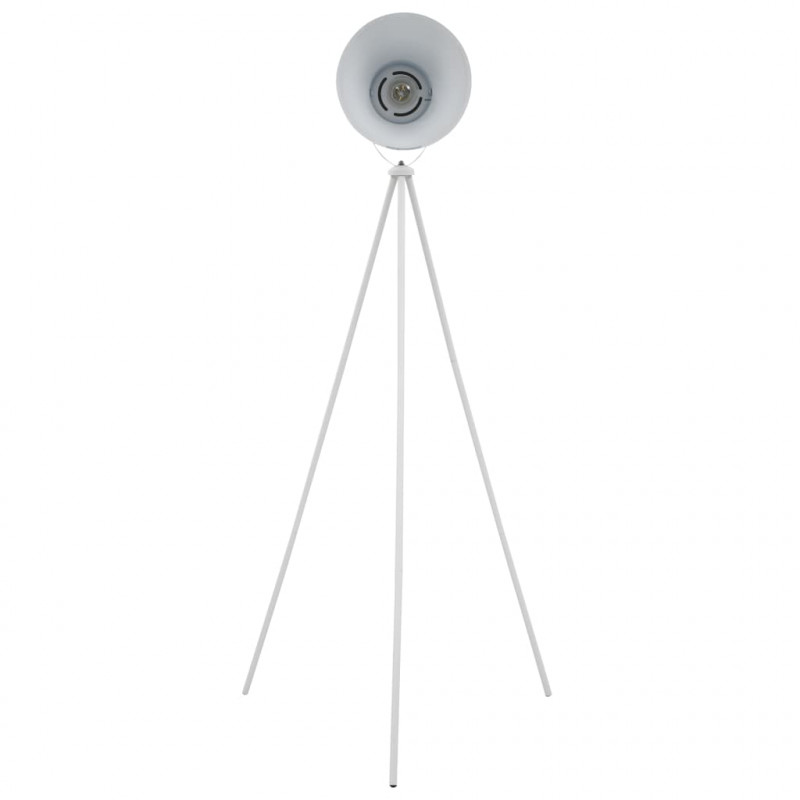 Lampa podłogowa na trójnogu, metalowa, biała, E27