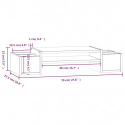 Podstawka na monitor, szara, 70x27,5x15 cm, lite drewno sosnowe