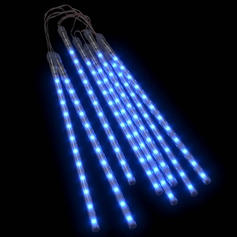 Lampki meteory, 8 szt., 30 cm, 192 niebieskich LED, wewn./zewn.