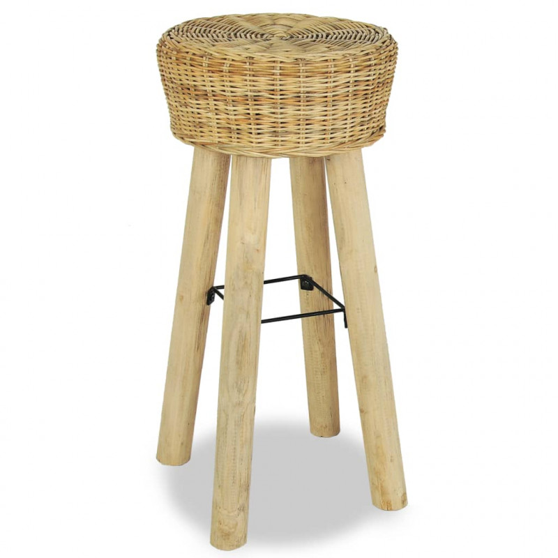 Stołki barowe, 2 szt., naturalny rattan