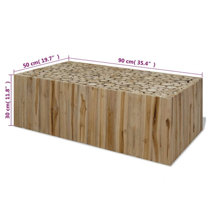 Stolik kawowy z drewna tekowego, 90 x 50 x 30 cm