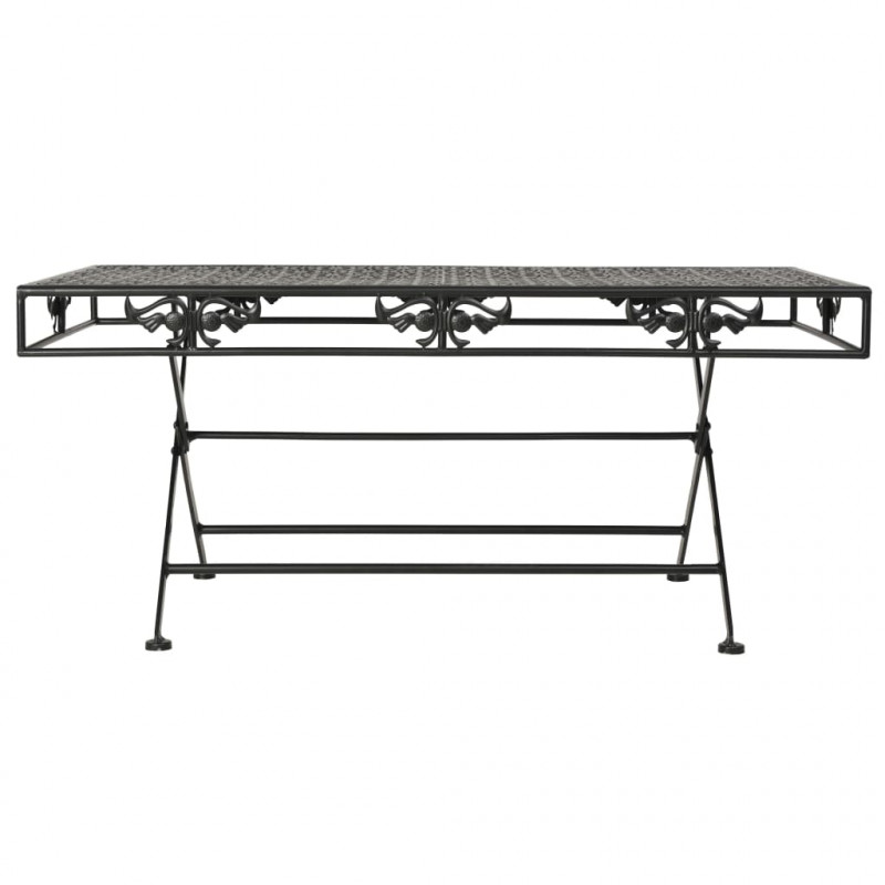 Składany stolik kawowy vintage, metalowy, 100x50x45 cm, czarny