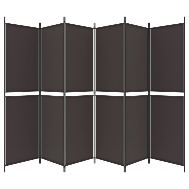 Parawan 6-panelowy, brązowy, 300x200 cm, tkanina