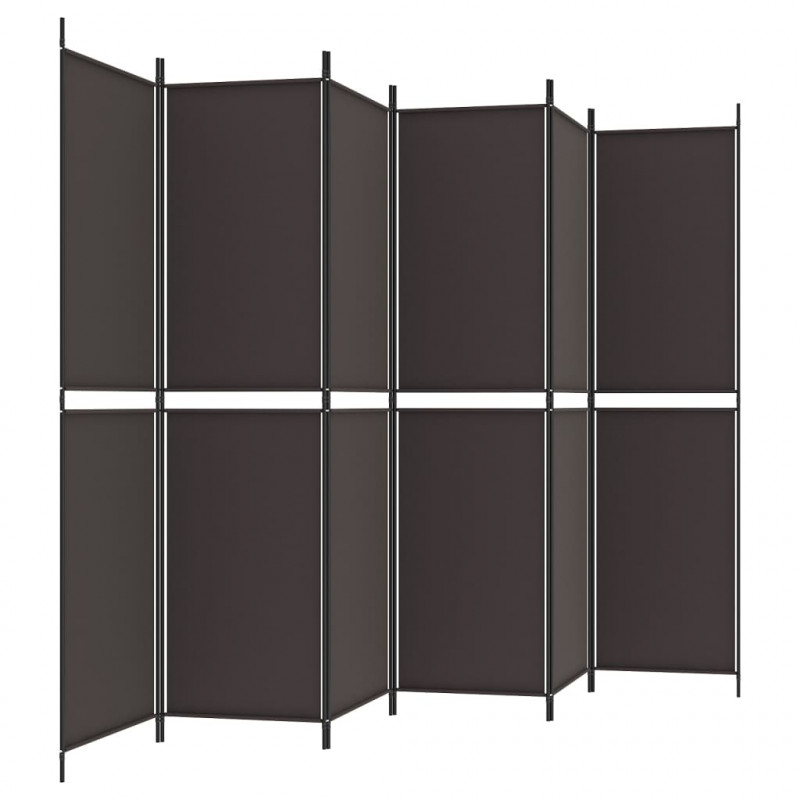 Parawan 6-panelowy, brązowy, 300x200 cm, tkanina