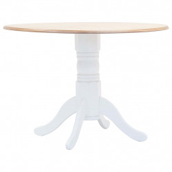 Stół biało-brązowy, 106 cm, lite drewno kauczukowca