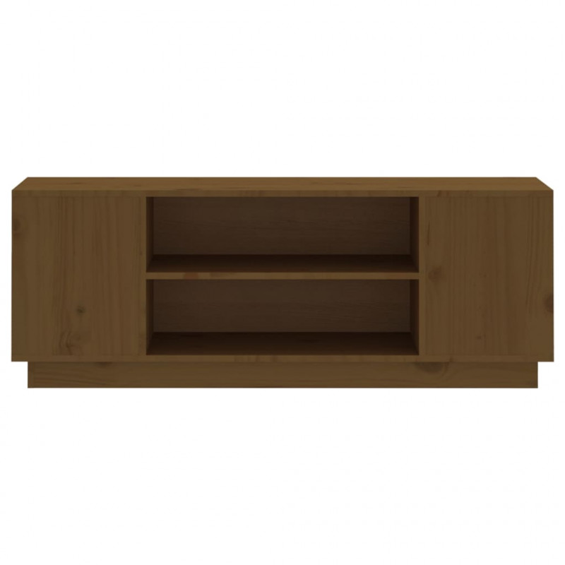Szafka pod TV, miodowy brąz, 110x35x40,5cm, lite drewno sosnowe