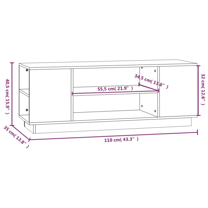 Szafka pod TV, miodowy brąz, 110x35x40,5cm, lite drewno sosnowe