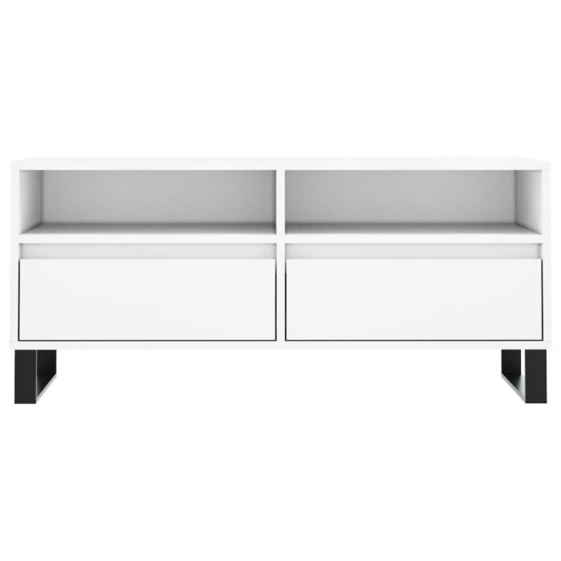 Szafka pod TV, biała, 100x34,5x44,5 cm, materiał drewnopochodny