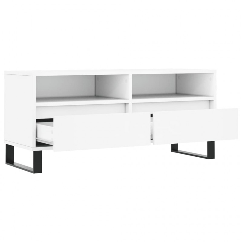 Szafka pod TV, biała, 100x34,5x44,5 cm, materiał drewnopochodny