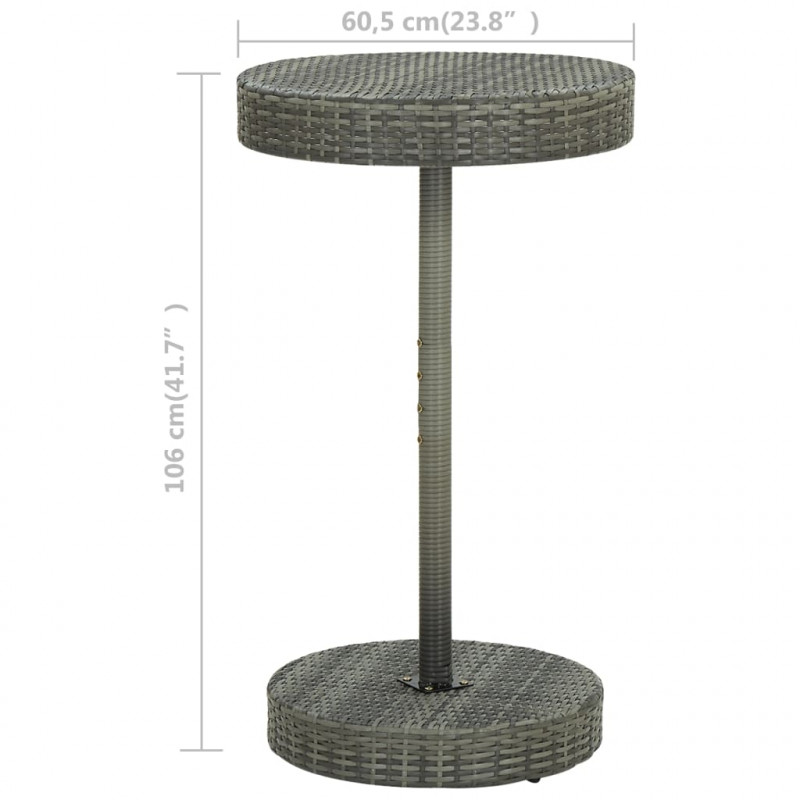 Stolik ogrodowy, szary, 60,5x106 cm, polirattan