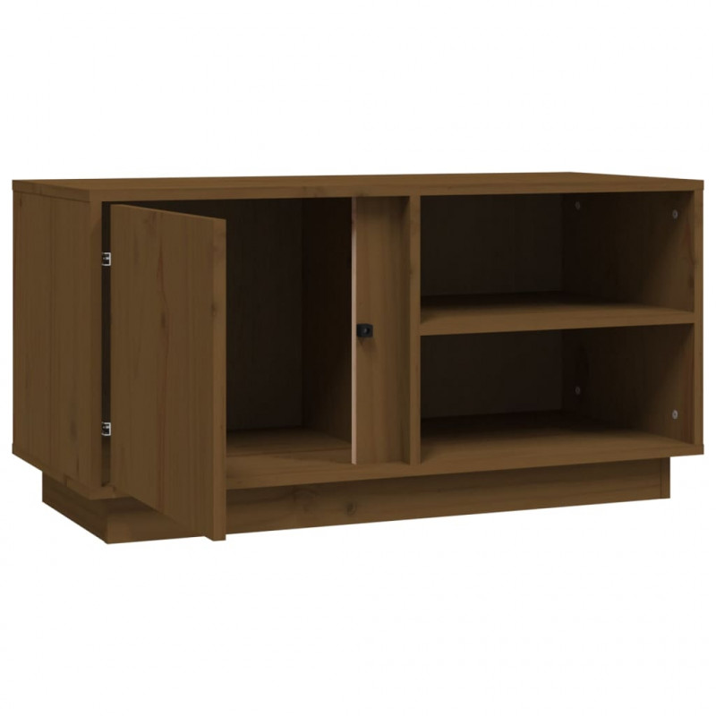 Szafka pod TV, miodowy brąz, 80x35x40,5 cm, lite drewno sosnowe