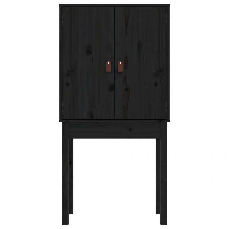Kredens, czarny, 60x40x120 cm, lite drewno sosnowe