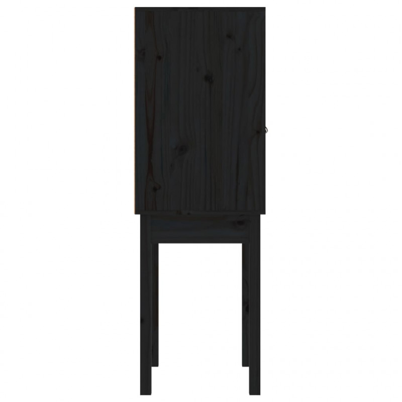 Kredens, czarny, 60x40x120 cm, lite drewno sosnowe