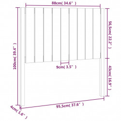 Wezgłowie łóżka, szare, 95,5x4x100 cm, lite drewno sosnowe