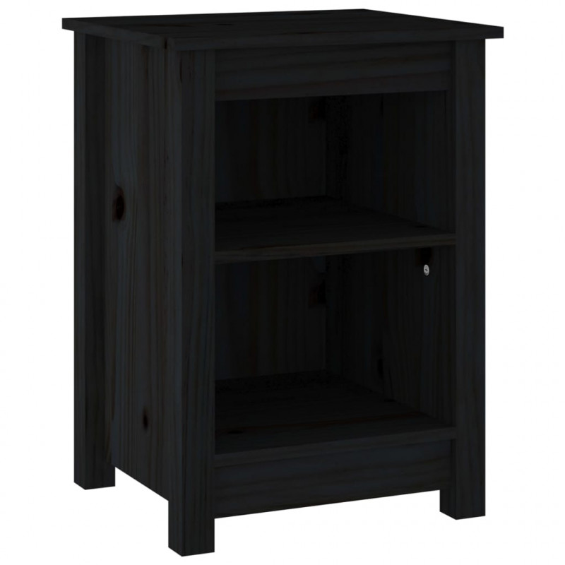 Szafki nocne, 2 szt., czarne, 40x35x55 cm, lite drewno sosnowe