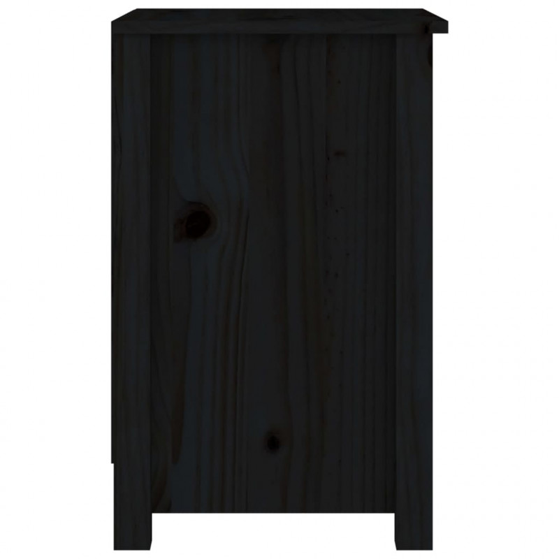 Szafki nocne, 2 szt., czarne, 40x35x55 cm, lite drewno sosnowe