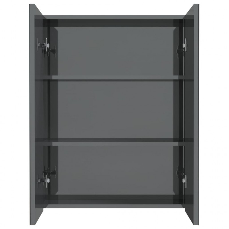 Szafka łazienkowa z lustrem 60x15x75 cm, MDF, szary z połyskiem