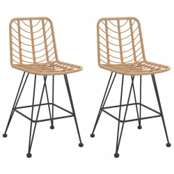 Stołki barowe, 2 szt., 45x56x103,5 cm, PE, rattan i stal
