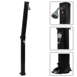 Składany prysznic solarny, czarny, 214 cm, 23 L