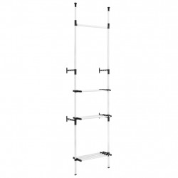 Teleskopowy system z półką i drążkami do garderoby, aluminiowy