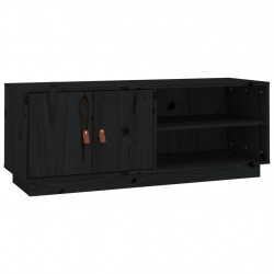 Szafka pod TV, czarna, 105x34x40 cm, lite drewno sosnowe