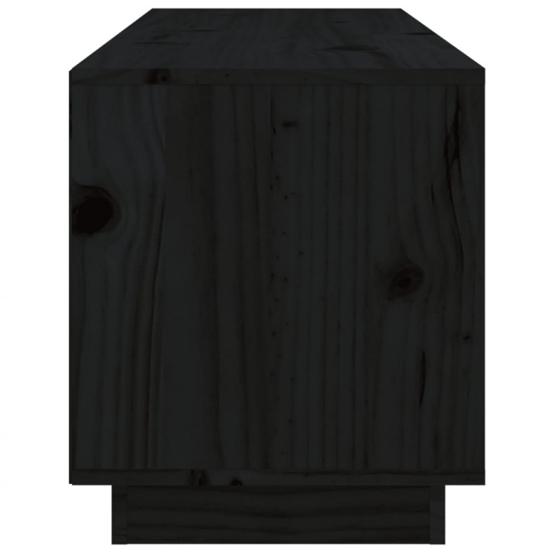 Szafka pod TV, czarna, 105x34x40 cm, lite drewno sosnowe