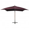 Parasol ogrodowy wiszący, na jodłowym słupku, bordowy, 3x3 m